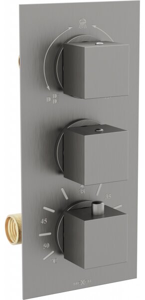 Mexen Cube termostatická vaňovo-sprchová batéria s 3 vývodmi, grafitová čierna - 77503-66