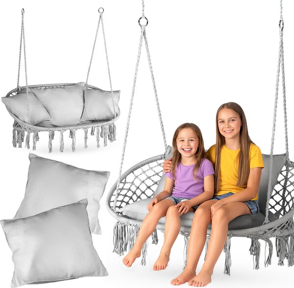 Outtec® Závesné kreslo XXL s vankúšom - do 200 kg, 2-miestne - závesné kreslo - závesný kôš, záhradná hojdačka, hojdačka na záhradu, terasu, balkón