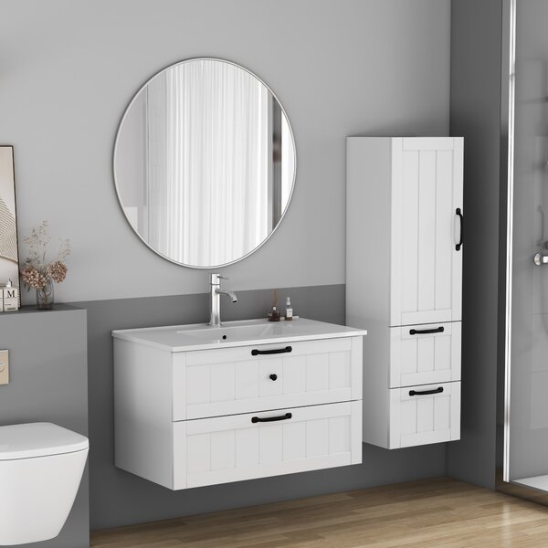 Vysoká závesná kúpeľňová skrinka Houseland Elyra 120 cm biela