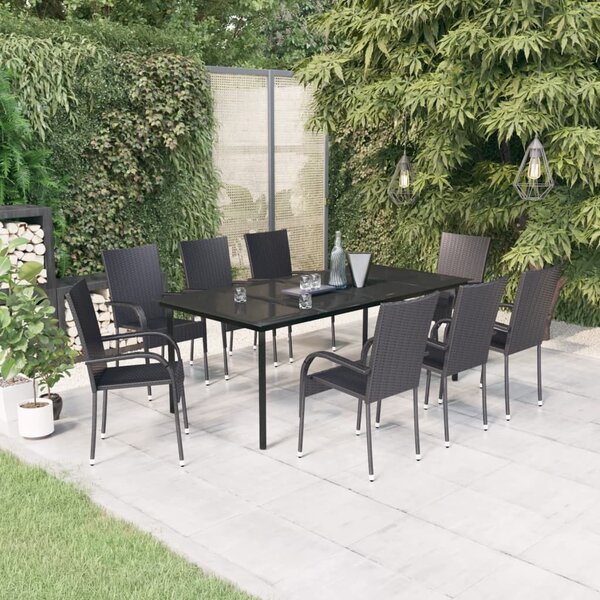 Maison Exclusive – 9-dielna záhradná jedálenská súprava, čierna