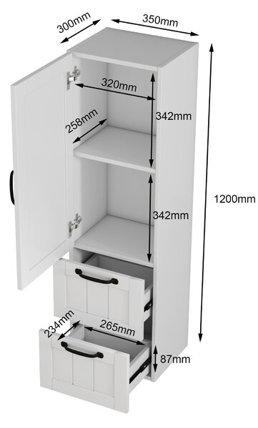 Vysoká závesná kúpeľňová skrinka Houseland Elyra 120 cm biela