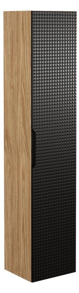 Comad Vysoká závesná kúpeľňová skrinka LUXOR BLACK 80-01-1D čierna/dub olejovaný