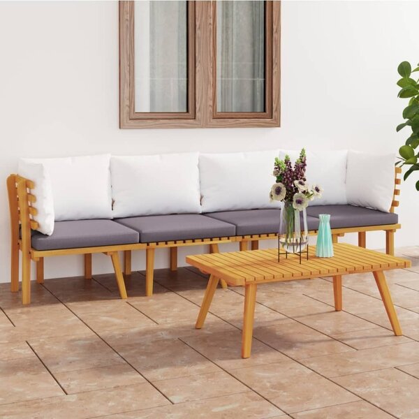Maison Exclusive – 4-dielna záhradná súprava s vankúšmi z masívneho dreva akácie