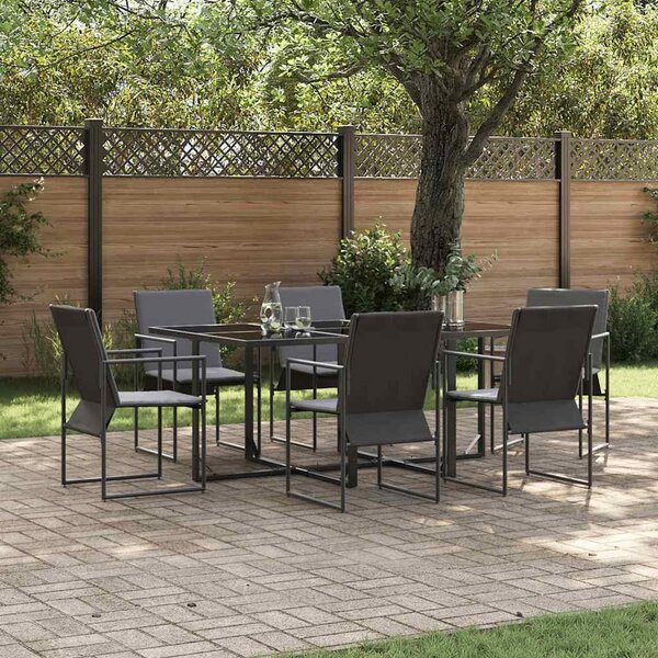 Maison Exclusive - Záhradný jedálenský set 7 pcs Čierna Oceľ