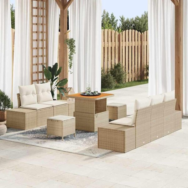 Maison Exclusive - Záhradný nábytok s vankúmi 8 ks Béový Poly-rattan
