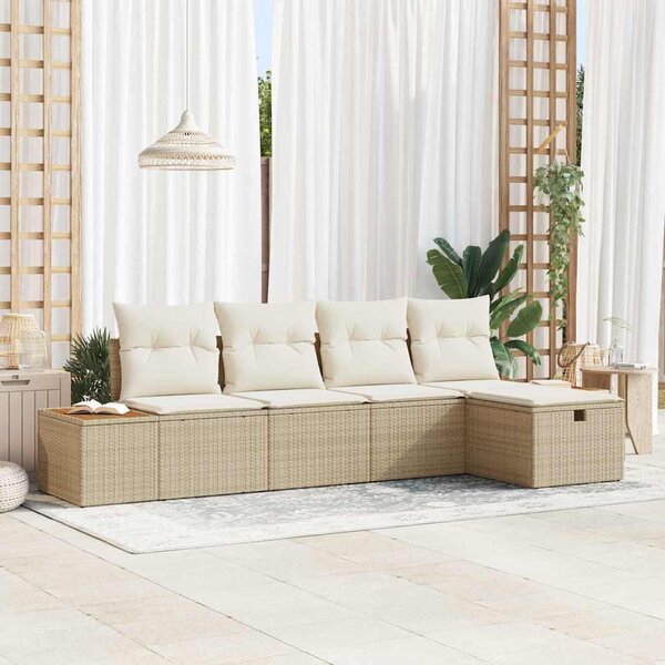 Maison Exclusive - Záhradný nábytok s vankúmi 5 ks Béový Poly-rattan