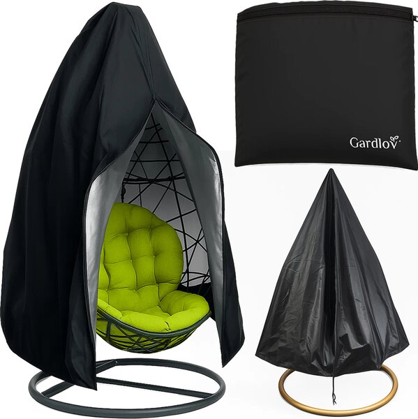 GARDLOV Ochranný obal na závesný kôš na stoličku Black 190x115 cm - Vodotesný a odolný proti UV žiareniu - Materiál Oxford so zipsom a šnúrkou - vrátane úložnej tašky 25693