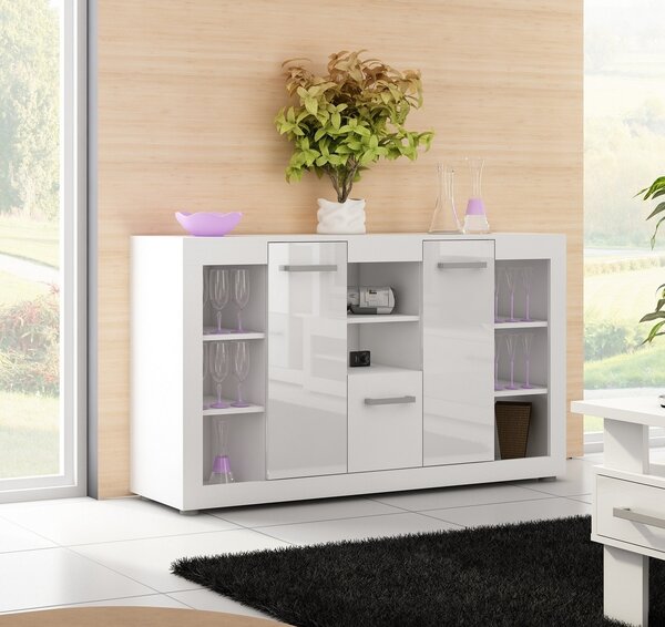 Meblocross Komoda Viki VIK-01 - biela / biely lesk