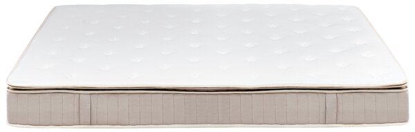 Latexový matrac s taštičkovými pružinami biela béžová 180 x 200 cm stredne tvrdý dvojlôžkový snímateľný poťah polyester spálňa doplnky
