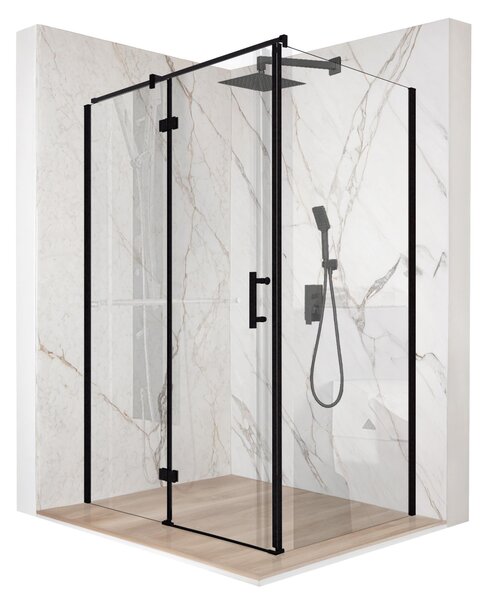 Sprchový kút 110x90cm otoné dvere ierne 6mm ESG sklo + povrchová úprava