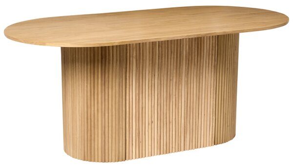 Jedálenský stôl svetlý dub MDF nohy z kaučuku 180 x 90 cm oválny tvar moderný štýl kuchyňa jedáleň