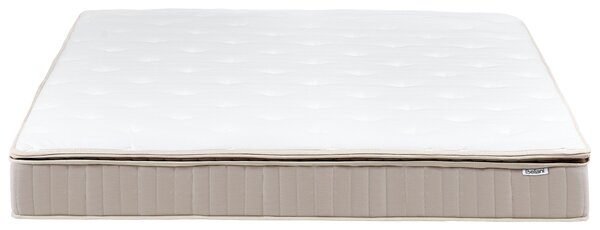 Latexový matrac s taštičkovými pružinami biela béžová 180 x 200 cm stredne tvrdý dvojlôžkový snímateľný poťah polyester spálňa doplnky