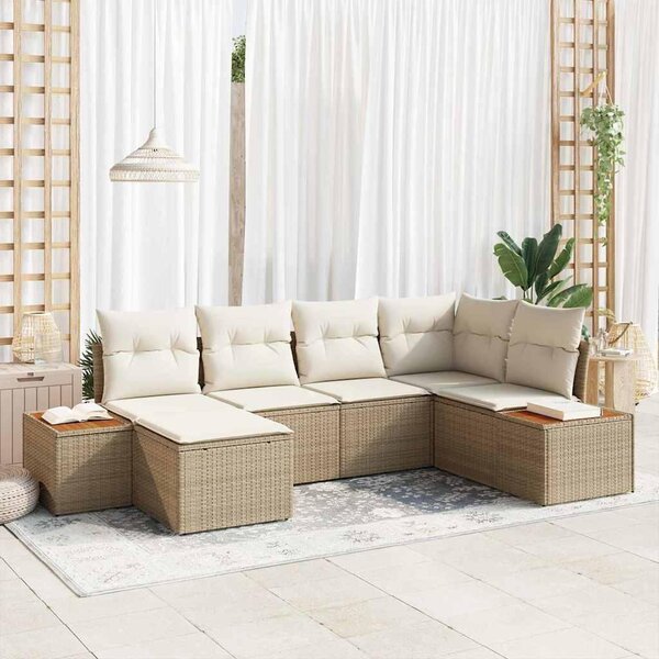 Maison Exclusive - Záhradná súprava s vankúmi 6 ks Béová Poly-rattan