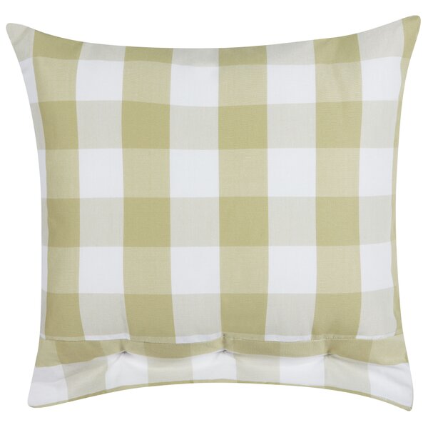 Dekoratívny vankúš zelená látka 45 x 45 cm károvaný vzor štýl chaty textil doplnky