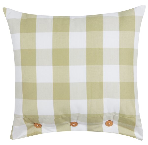 Dekoratívny vankúš zelená látka 45 x 45 cm károvaný vzor štýl chaty textil doplnky