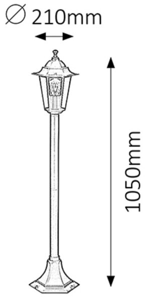 Rabalux 8210 - Vonkajšia lampa VELENCE 1xE27/60W/230V 105 cm