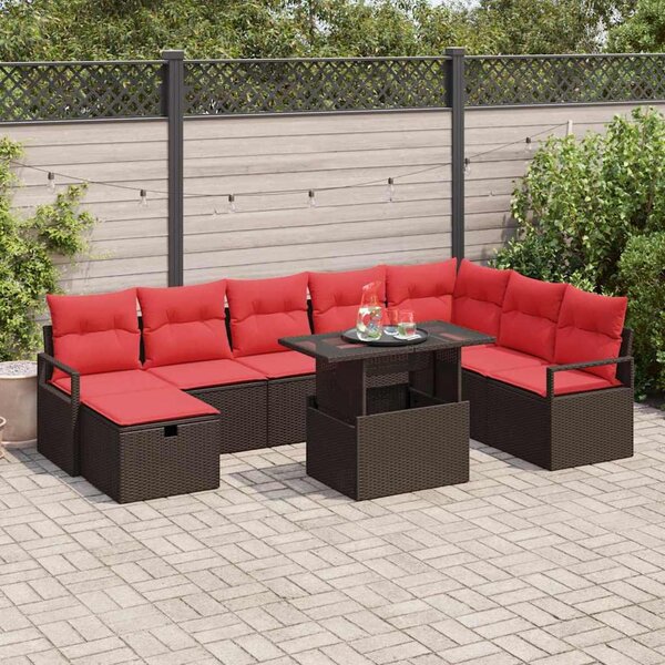Maison Exclusive - Záhradný nábytok s vankúmi s úloným priestorom 9 ks Poly-rattan