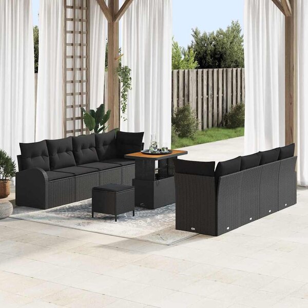 Maison Exclusive - Záhradný nábytok s vankúmi 11 ks ierny Poly-rattan