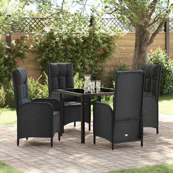 Maison Exclusive - Záhradná jedálenská súprava s vankúmi 5 ks ierna Poly-rattan