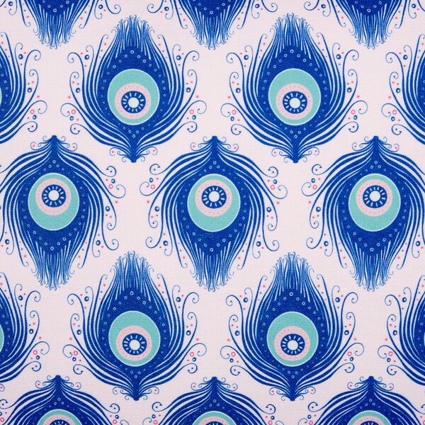 Sada 2 záhradných vankúšov modrá a ružová so vzorom pávieho peria polyester 40 x 60 cm moderné vodoodolné vankúše