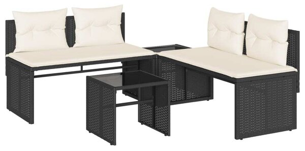 Maison Exclusive – 4-dielna záhradná súprava s vankúšmi, čierna, polyratan