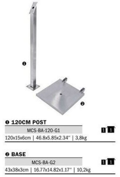 Stojan na osvetlenie tabule Securit LED, výška 120 cm, nerezová oceľ