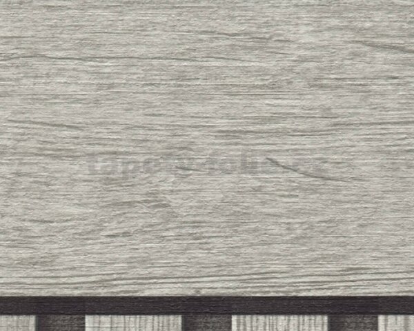 Vliesové fototapety - stenový panel 39744-2, rozmer 500 cm x 106 cm, lamely dub sivý, A.S. Création