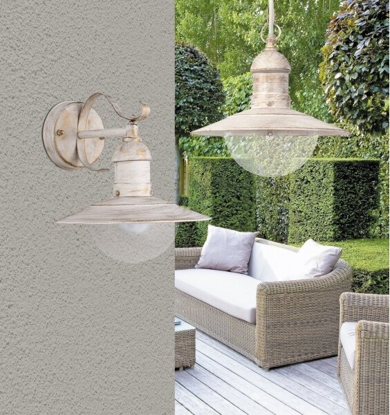 Brilagi - Vonkajšie nástenné svietidlo MOLDE 1xE27/60W/230V IP44 biela/patina