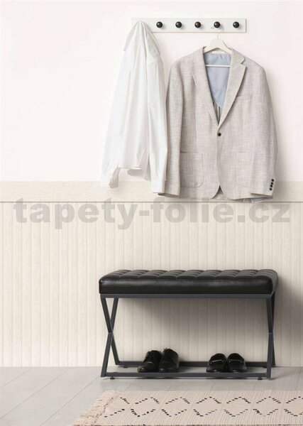 Vliesové fototapety - stenový panel 39744-3, rozmer 500 cm x 106 cm, lamely drevo biele, A.S. Création