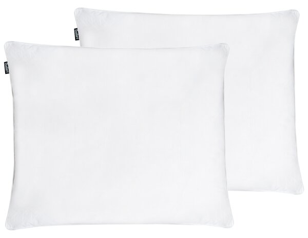 Sada 2 vankúšov biela kačacie perie a páperie 50 x 60 cm bavlnený poťah stredne mäkký