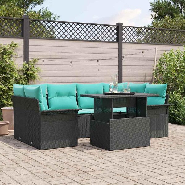 Maison Exclusive - Záhradný set pohoviek s vankúmi 7 ks ierny Poly Rattan