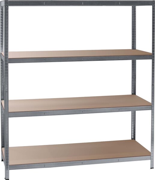 Wiltec regály pre vysoké zaťaženie 160x60x180cm, 175kg/policu, čierne oceľové regály bez skrutiek, nákladný regál so 4 policami, dielenské regály