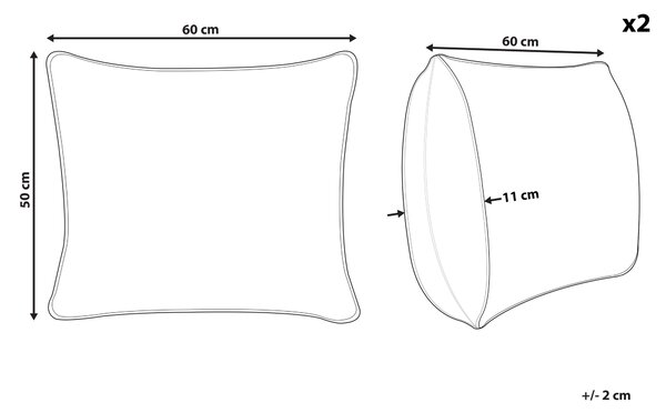 Sada 2 vankúšov biela kačacie perie a páperie 50 x 60 cm bavlnený poťah stredne mäkký