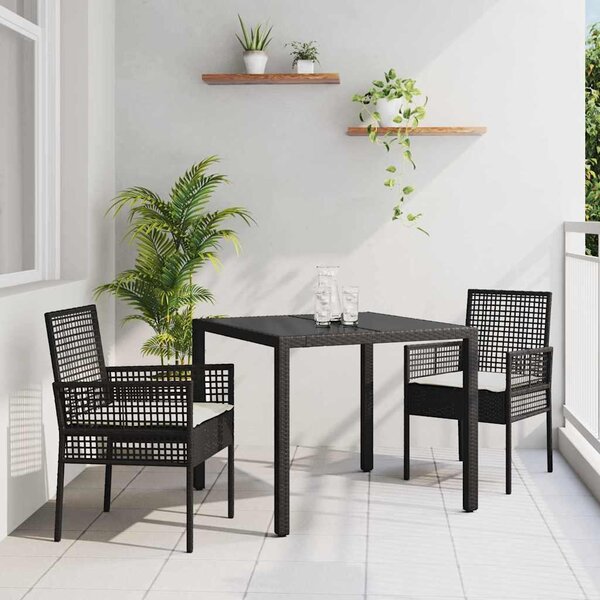 Maison Exclusive - Záhradný jedálenský set 3 pcs ierna polyratan