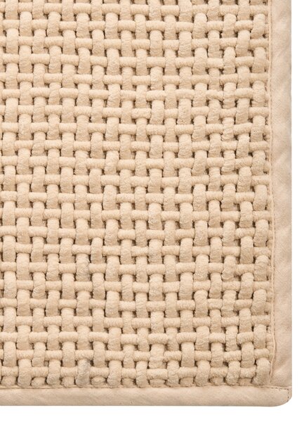 Kúpeľňová predložka béžová bavlnená obdĺžnikový tvar 60 x 90 cm mäkký koberec do kúpeľne moderný dizajn