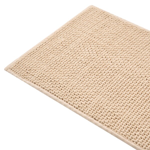 Kúpeľňová predložka béžová bavlnená obdĺžnikový tvar 60 x 90 cm mäkký koberec do kúpeľne moderný dizajn