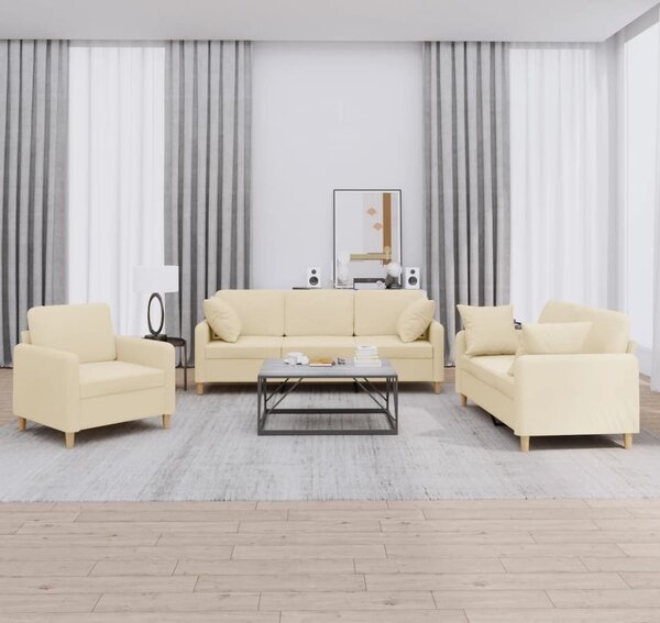 Maison Exclusive – 3-dielna sedacia súprava s vankúmi, krémová látka