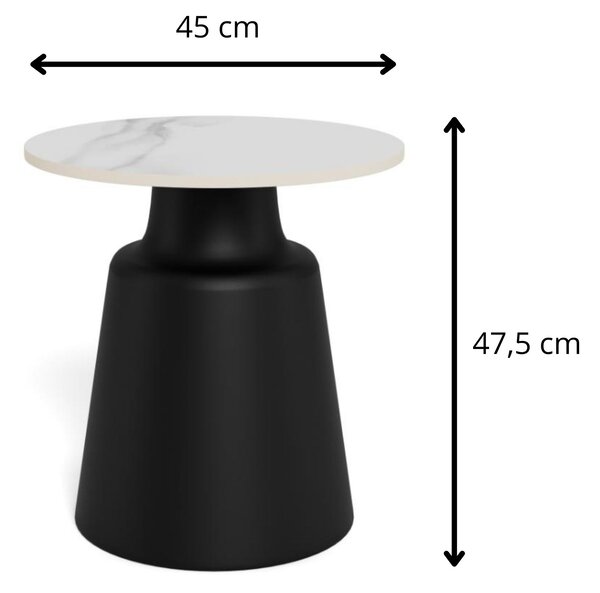Actona Konferenční stolek Santorini 45 cm černý/mramorově bílý