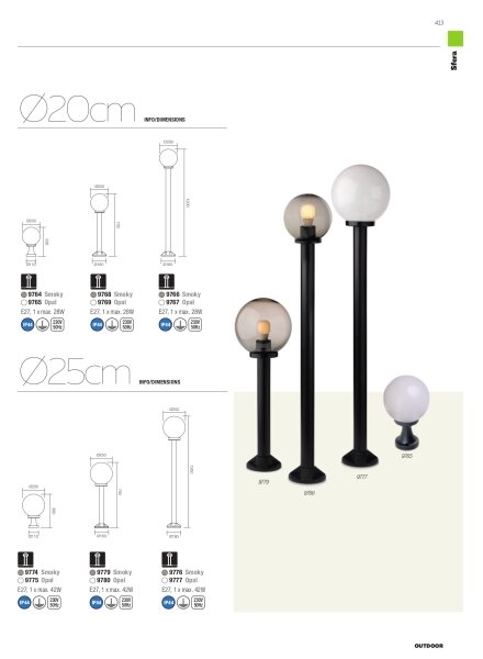 Redo 9774 - Vonkajšia lampa SFERA 1xE27/42W/230V IP44 25x38 cm hnedá