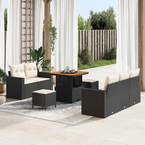 Maison Exclusive - Záhradný nábytok s vankúšmi 8 ks Čierny Poly-rattan