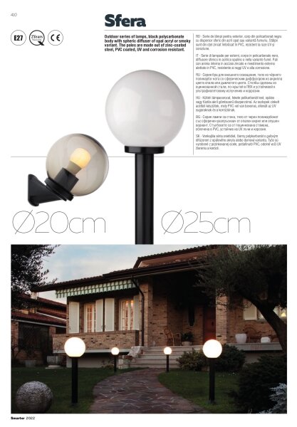 Redo 9873 - Vonkajšie nástenné svietidlo SFERA 1xE27/42W/230V IP44 biela