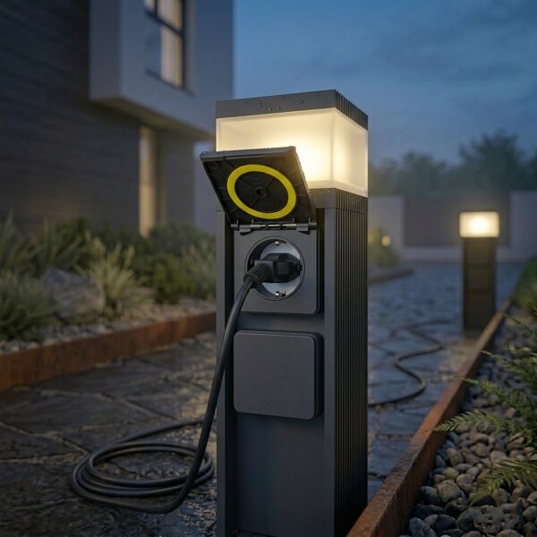 Vonkajšia lampa VESPER s 2 zásuvkami, 1xG9/5W/230V, IP44, 30 cm, čierna