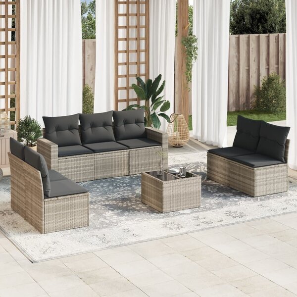 Maison Exclusive - 8-dielna záhradná súprava pohoviek s vankúmi svetlosivá