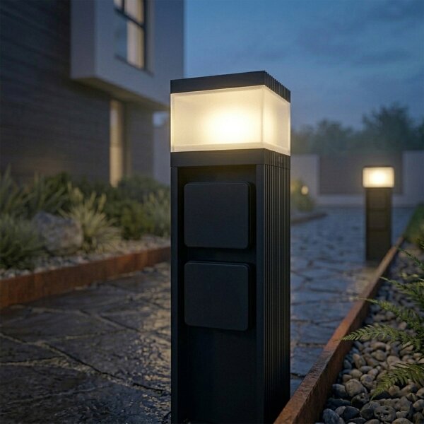 Vonkajšia lampa VESPER s 2 zásuvkami, 1xG9/5W/230V, IP44, 30 cm, čierna
