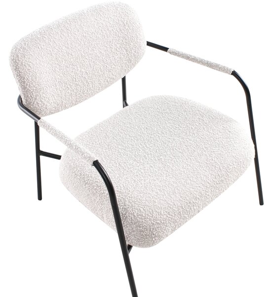 Kreslo svetlobéžové polyesterové čalúnenie kovový rám mid-century moderný štýl obývacia izba spálňa