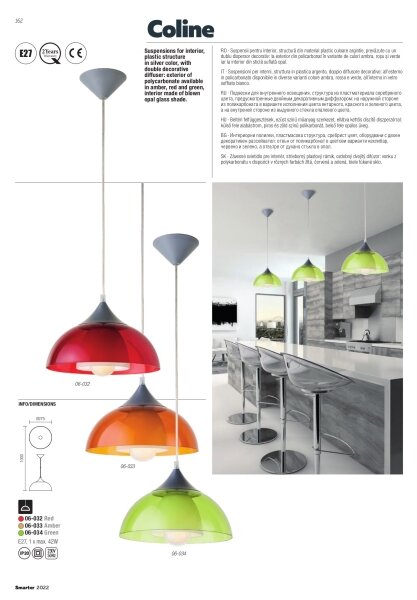 Redo 06-032 - Luster na lanku COLINE 1xE27/42W/230V
