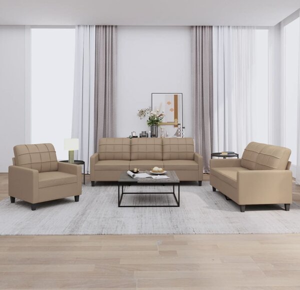 Maison Exclusive – 3-dielna sedacia súprava s vankúšmi v odtieni cappuccino-hnedá z umelej kože
