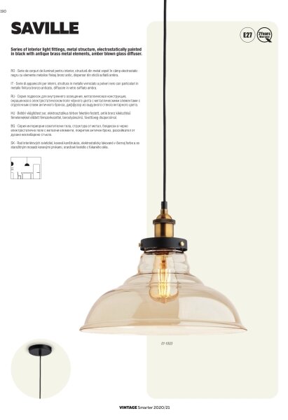 Redo 01-1004 - Luster na lanku SAVILLE 3xE27/42W/230V