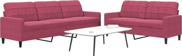 Maison Exclusive – 2-dielna sedacia súprava s vankúmi z vínovoerveného zamatu