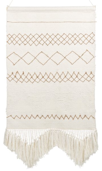Závesná nástenná dekorácia béžová bavlnená ručne tkaná so strapcami boho dekorácia obývacia izba spálňa